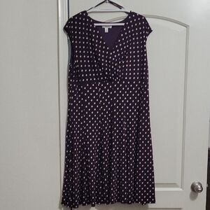 dressbarn Purple and White Polka Dot Midi Dress